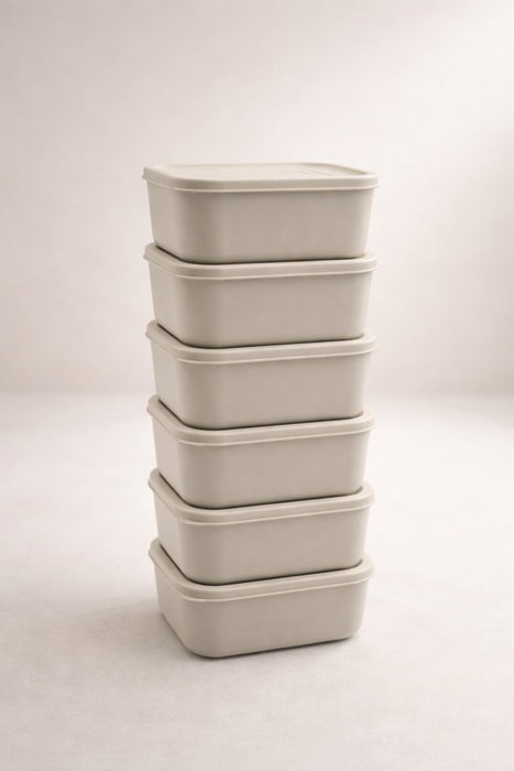 Hermia Juego de Cajas de Almacenamiento BU0062, 6 Piezas, Crema